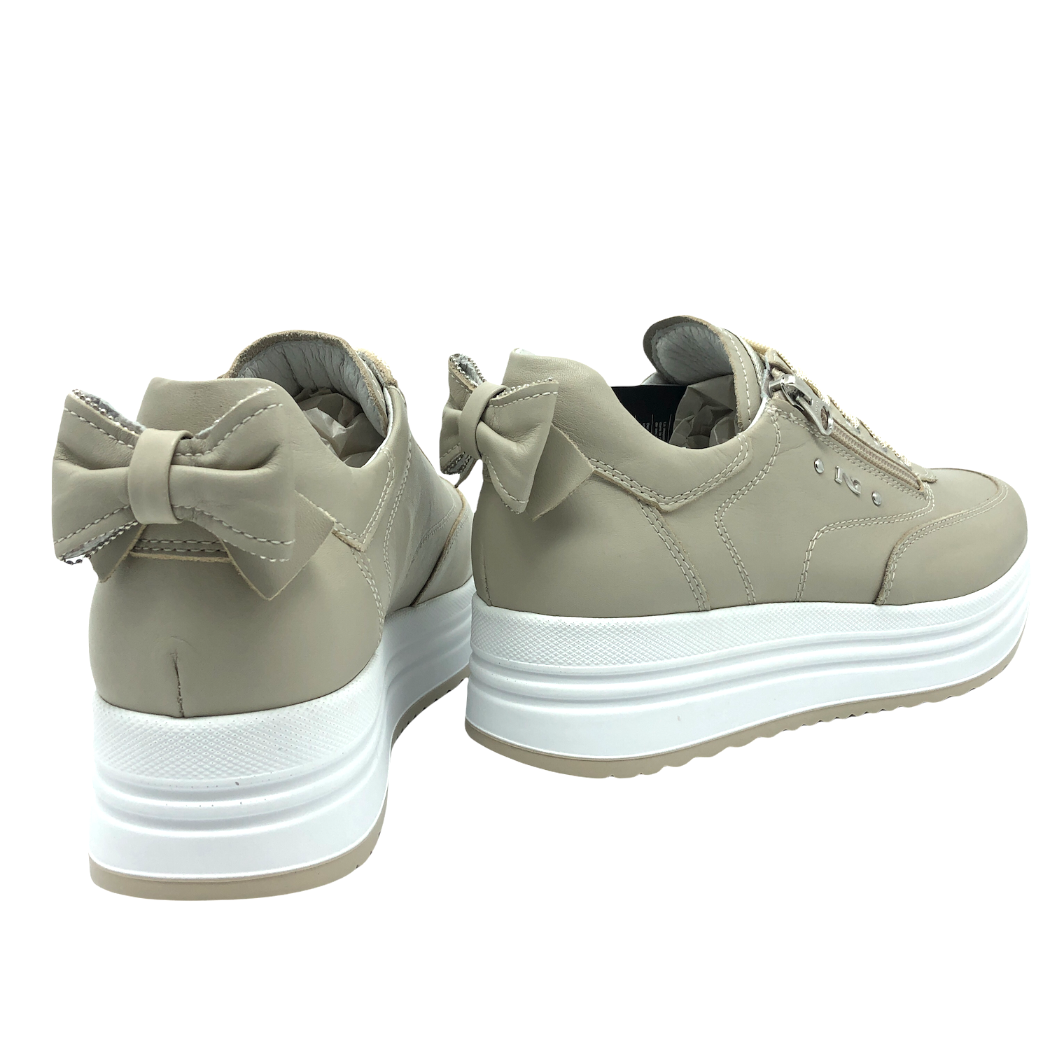 NERO GIARDINI DONNA COD.E218050D 702 SNEAKER IN PELLE COL.SAUVAGE IVORY