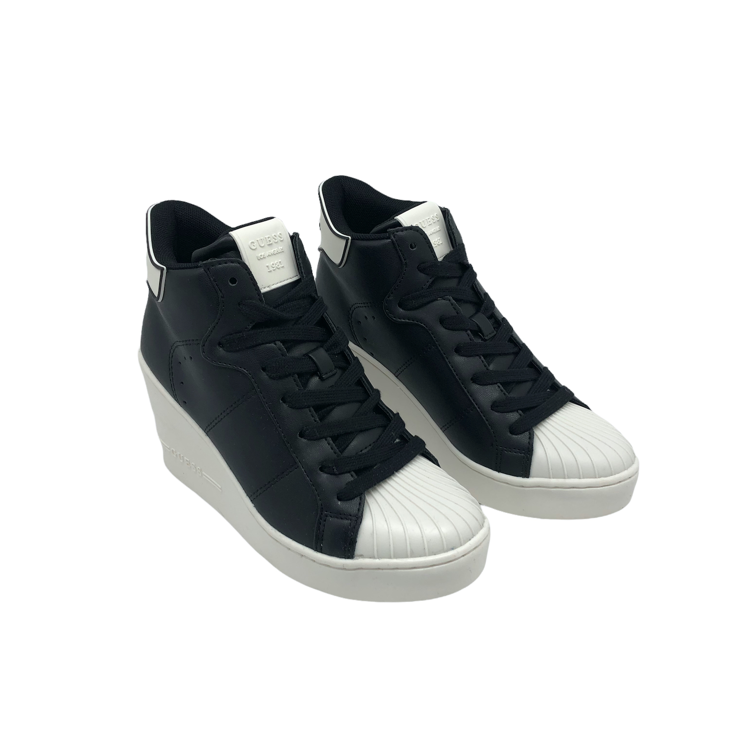 GUESS COD.FL7ANTLEA12 SNEAKER DONNA CON TACCO INTERNO IN PELLE COL.BLACK